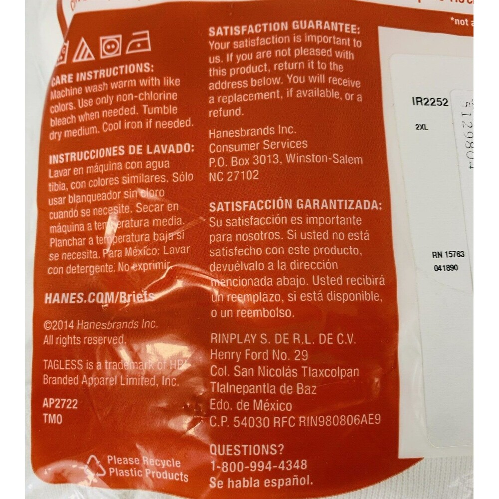 3 Mens Hanes White Cotton Briefs 2XL 44-46 Full Rise Big Slightly Imperfect 2014 - Picture 7 of 11